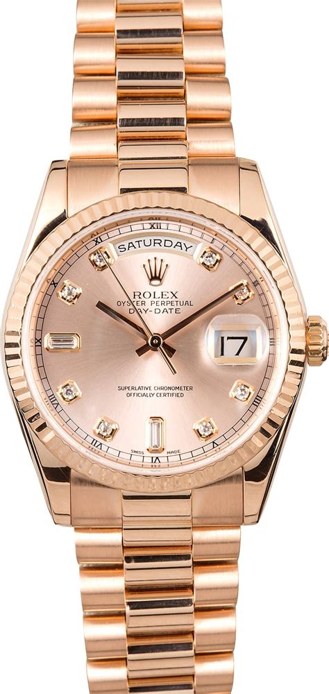 18 carat rose gold day date rolex|rolex everose gold day date.